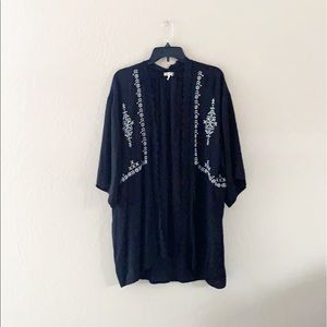 Eyeshadow Black Lace Trim White Floral‎ Embroidery Cardigan